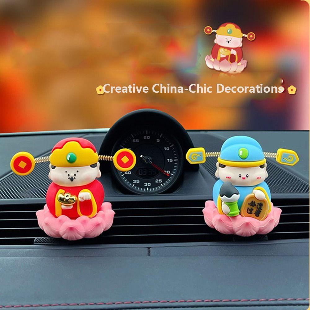Chinese Mythological Lotus  God of Wealth Decoration Getting Rich Resin Figure  Office