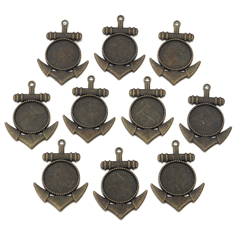 5-10pcs/lot Vintage Necklace Pendant Setting Cabochon Base Tray Bezel Blank For Pendants Cabochons Jewelry Making Accessories