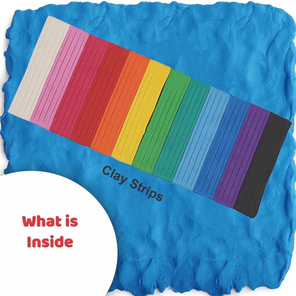 Cello ColourUp Clay Stripes Set 12 Colors x Pack Of 10 Non Toxic Soft Clay For Kids Art Craft And School Use