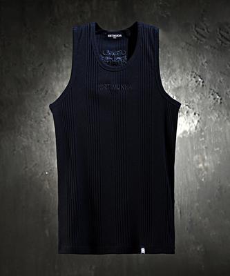 Kileutimuka Logo Embroidered Multi-Ribbed Sleeveless Black