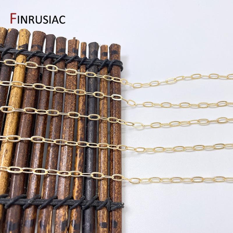 2.5*6mm 14K Gold Plated Chain Embossed Thin Cuban Chain For DIY Bracelet Necklace Jewelry Making Material