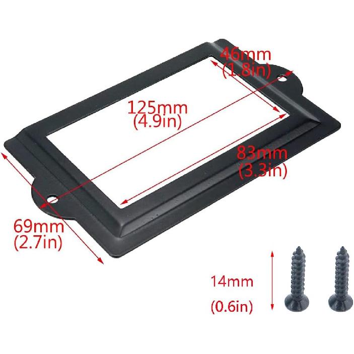 Antrader 6 Pcs 3.3" x 1.8" Office Label Holder, Metal Label Frame, Matte Black, with Screws