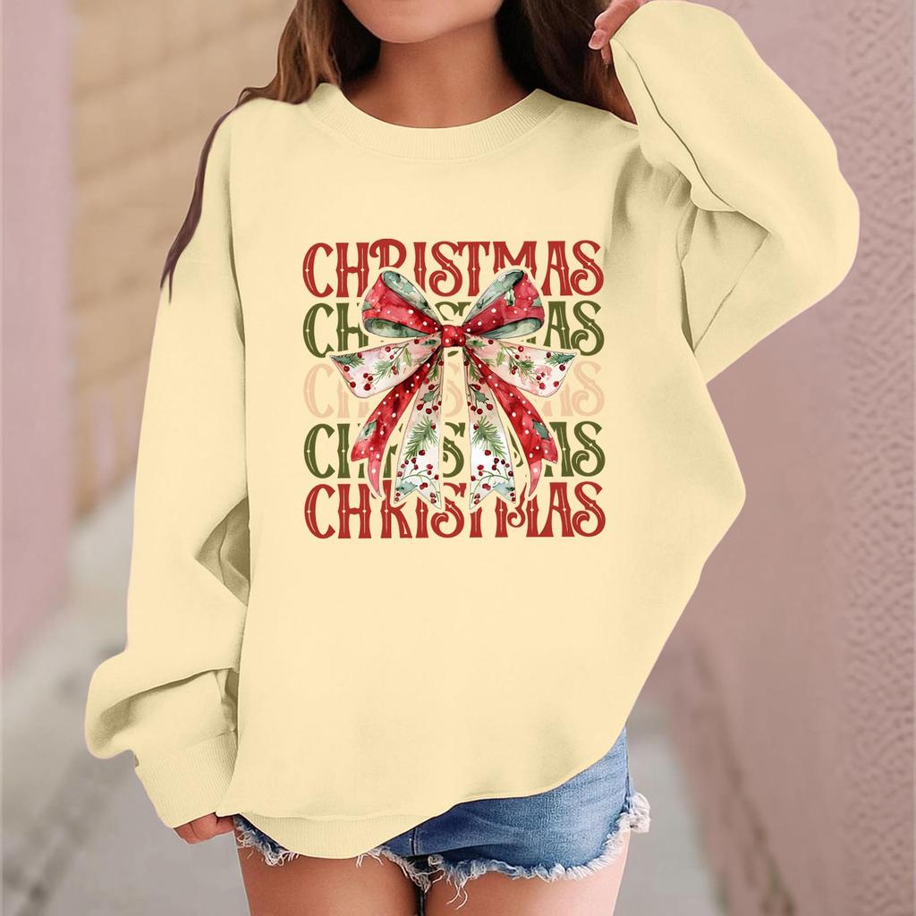Children's Fashionable Casual Long-sleeved Loose Christmas Print Pullover Sweatshirt