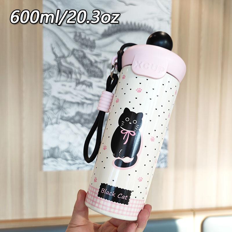 Moderne minimalistische isolierte Edelstahl-Wasserflasche mit Strohhalm für Zuhause, Büro, Reisen