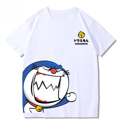 Zomer 2025 Nieuw Doraemon parodie Print T-shirt Los en modieus Koppel Korte mouwen Heren- en Dames tops