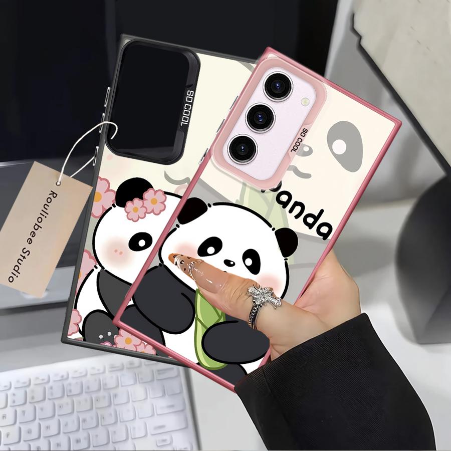 Case for Samsung Galaxy S25 S25Edge S21 S20 Plus S24 FE S23 Ultra S22 S23 Note 20 Ultra Phone Cover Cute Cartoon Panda