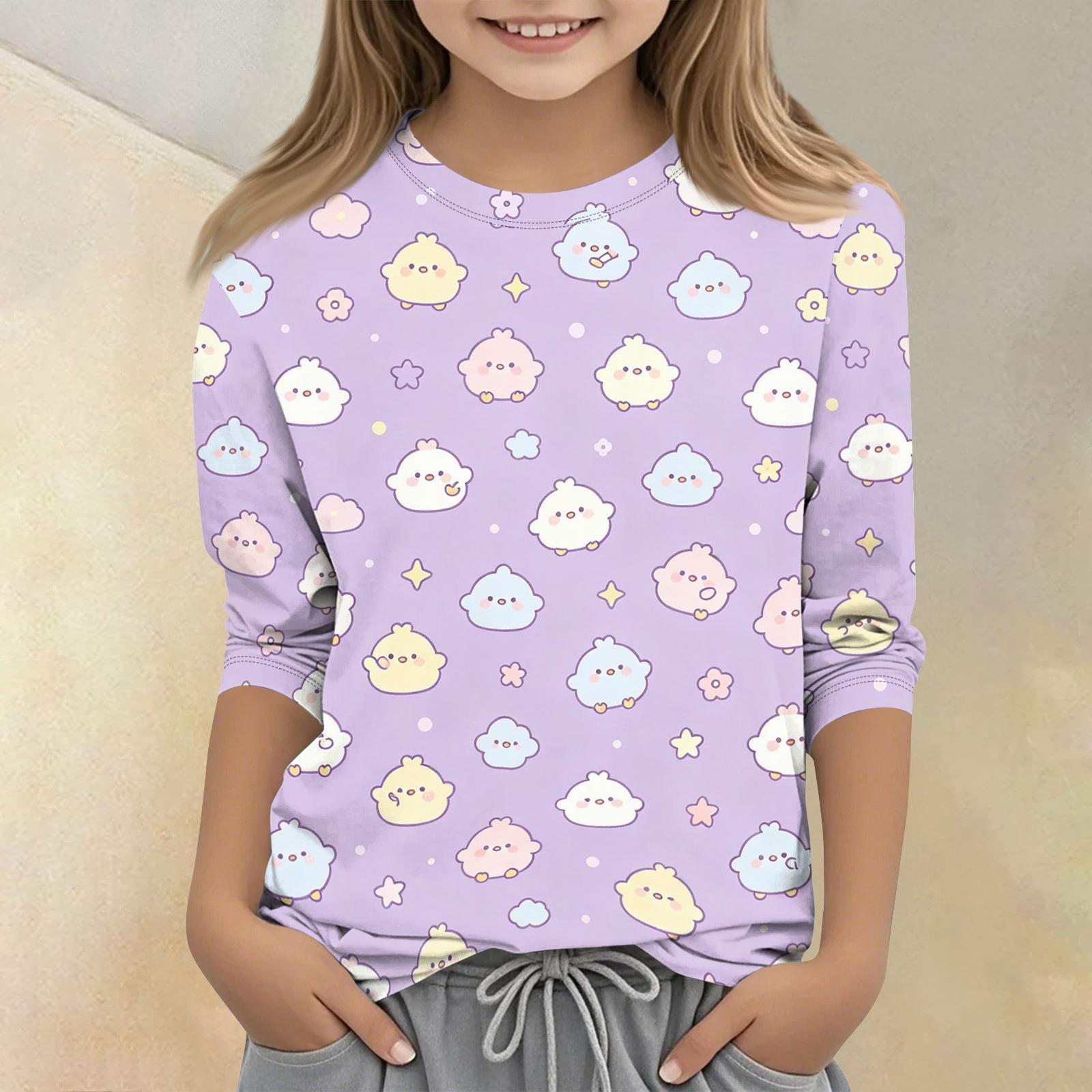 

Kids Animal Print Crew Neck Three Quarter Sleeve Casual T Shirt Soft Lightweight Fabric Comfortable Fit Suitable for Daily Wear 110 бежевый