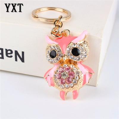 Cute Owl Crystal Key Chains Rings for Women Rhinestone Wallet Bag Pendant Charm for Car KeyChains