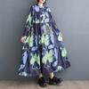 Loose and Thin Fashion Long-sleeved Printed Mid-length Dresses