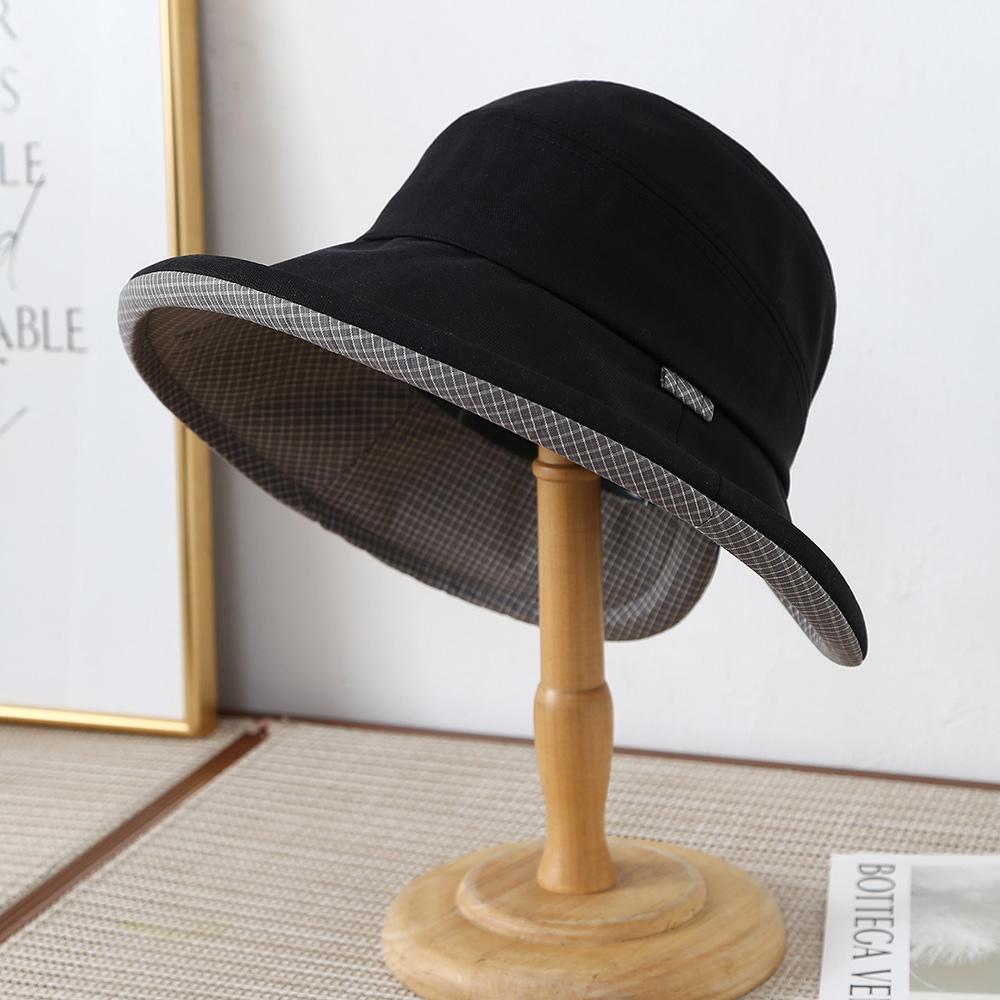 High End Women's Bucket Hat Plaid Travel Vacation Sun Caps Face-Flattering Versatile Spring Autumn Outdoor Hats