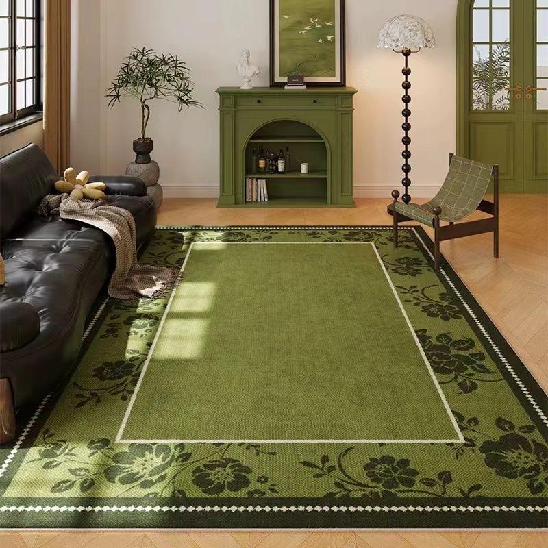 Grüner Klassischer Romantischer Geometrischer Teppich Kristall-Samt Bereichsteppich für Wohnzimmer Sofa Couchtisch Heimdeko