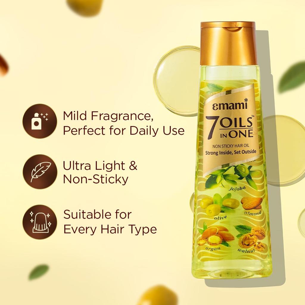 Emami 7 Öle in Einem Haaröl | Macht das Haar 20x Stärker und Kämmbarer | Kokosnussöl, Amla, Jojoba, Olive, Walnuss, Argan & Mandelöle | 500ml
