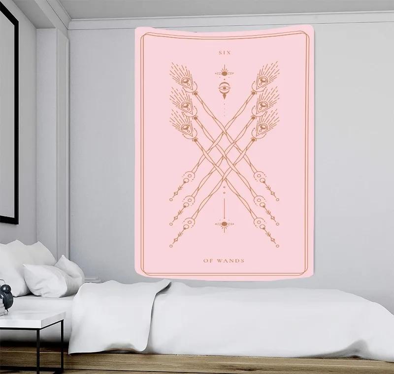 Pink Cartoon Divination Printed Tapestry Office Living Room Tapestry Home Wall Decoration Tapestry