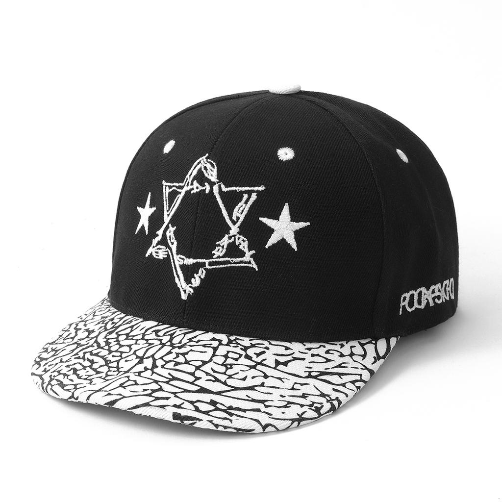 Korean-style Fashionable and Trendy Patchwork Embroidered Five-pointed Star Hip-hop Flat Hat Couple's Sunshade Baseball Cap