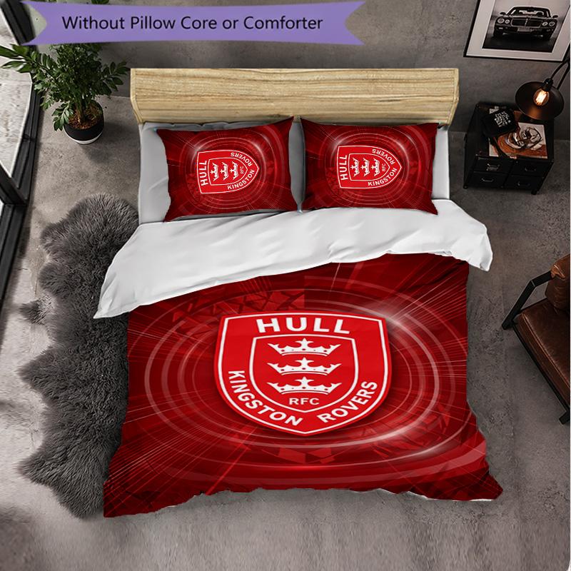 Set Biancheria da Letto 3 Pezzi in Microfibra con Motivo Hull KR Decorazione Copripiumino per Camera da Letto Uso Domestico