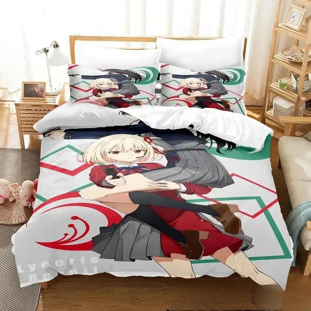 Trendy Modern Single Twin Full Queen King New Lycoris Recoil Size Bed Aldult Kid Bedroom Sets Anime Quilt