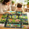 Portable Car Play Mat for Travel 51" X 39" Kids Rug Playroom Classroom, Educational Town City Road Washable Games Traffic Mat, Non Slip Carpet