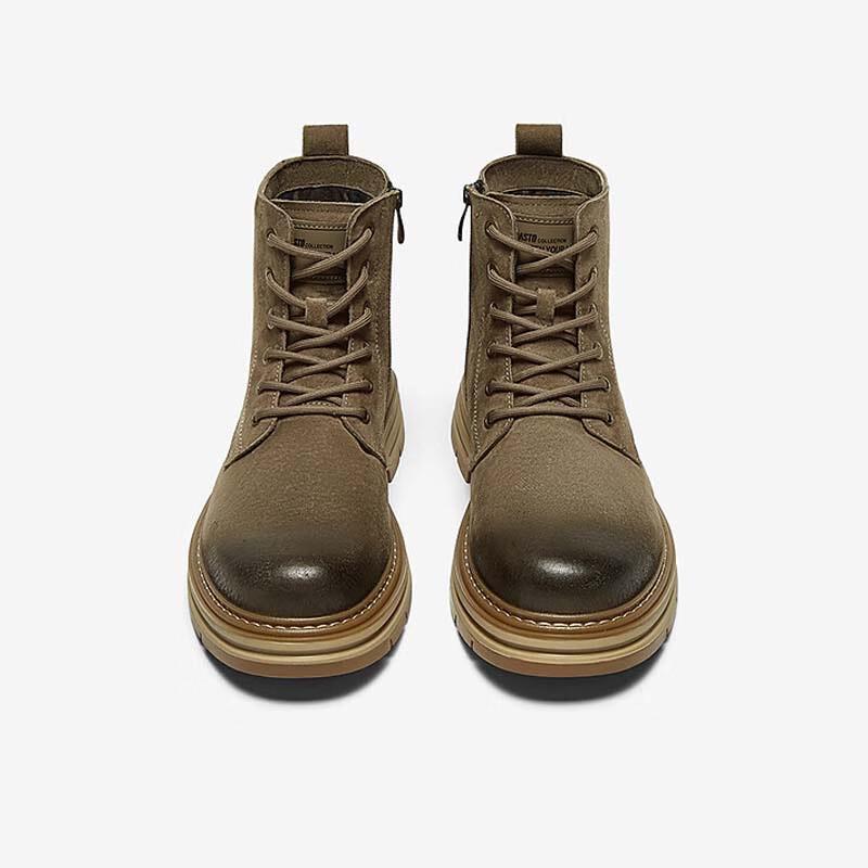 BASTO Men s Warm Chunky Heel Martin Boots 41