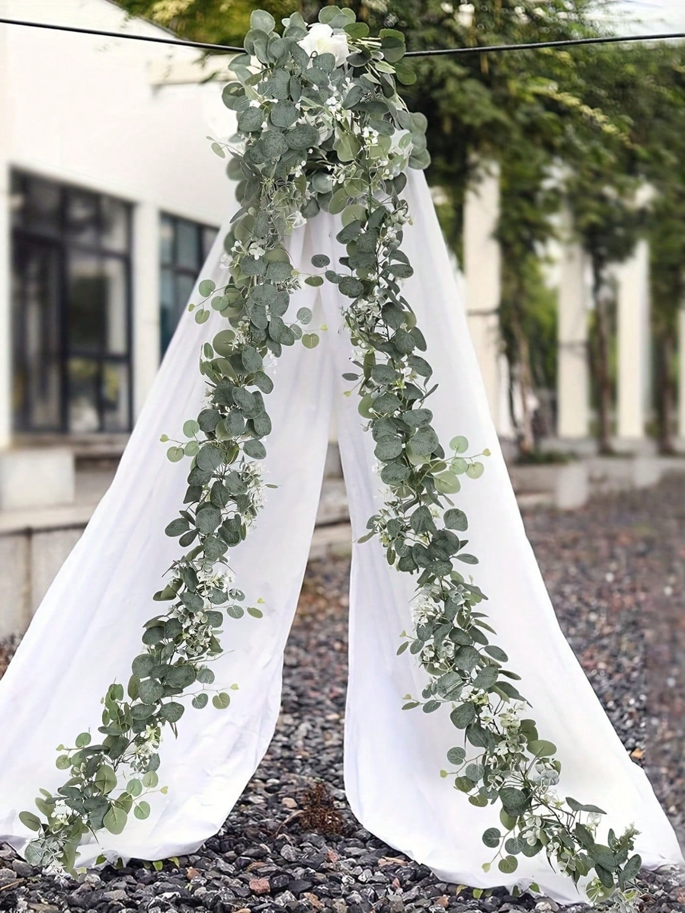 

Искусственное искусственное растение лиана эвкалипта Свадебные декоративные принадлежности Зеленый свадебный фон арка настенное украшение 1 шт. S