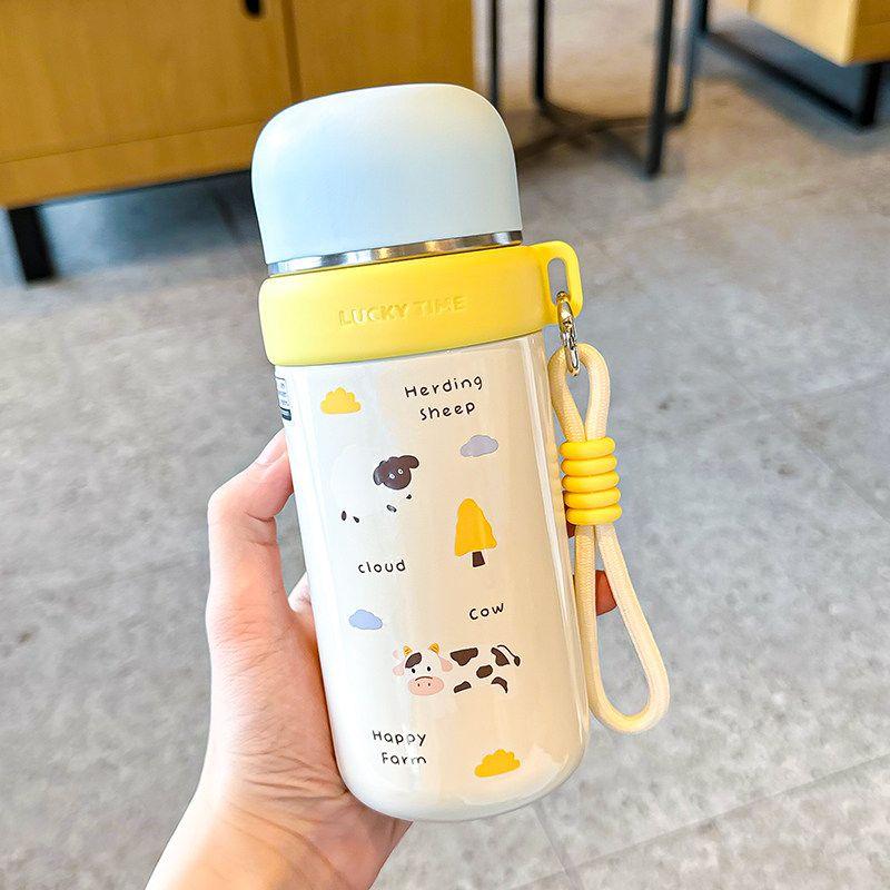 

Value 316 Cute Portable Water Bottle Stainless Steel Large Capacity Thermos for Students, Men and Women, Suitable for Brewing Tea and for Children 2.1L Blue 350ml