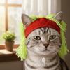 Rock Roll Style Pet Leaky Ear Cap Wig Cap Pet Cosplay Headwear Funny Cat Hat  Party Costume