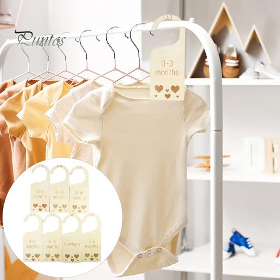 7/8 Pcs Baby Wardrobe Dividers Closet Wooden Baby Garment Size Markers Newborn To Toddler Baby Clothes Size Dividers for Daily Baby Clothes