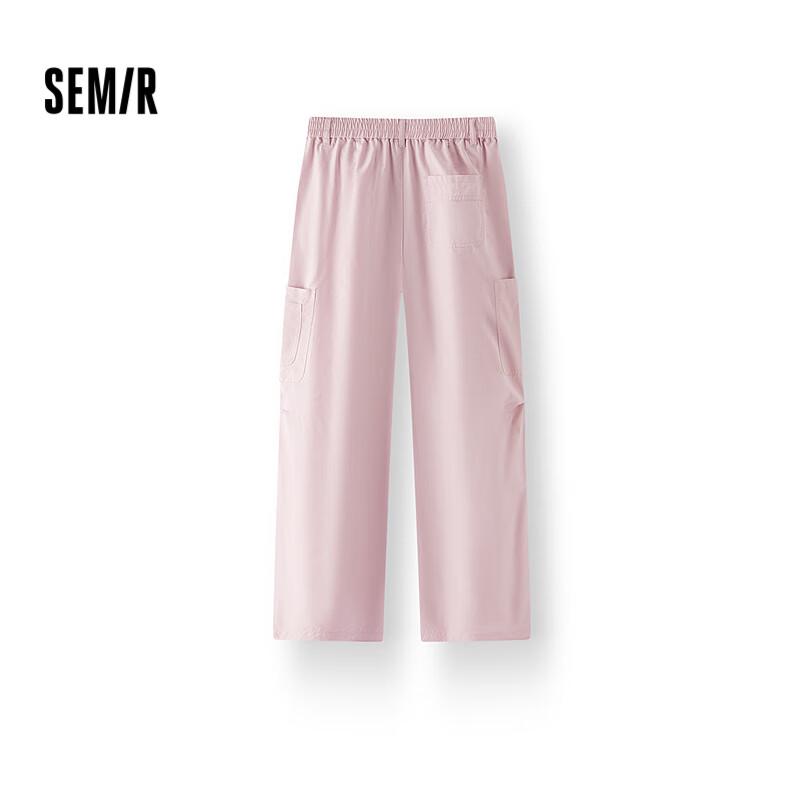 Semir Women s 2025 Summer Half Elastic Waist Wide-Leg Cargo Pants L