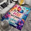 Butterfly Pattern Carpet Set With Quote Carpet Set (1 Duvet Cover, 2 Pillowcases, Duvet Not Included)