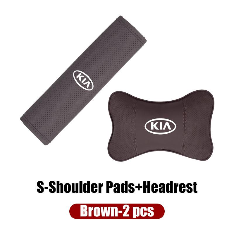 AAOI1 Car Leather Headrest Neck Pillow Seatbelt Shoulder Protection Pad Accessories For KIA K5 K2 Rio Optima Sportage Venga Sorento