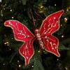 Glitter Butterfly Christmas Flower Sequins Simulated Artificial Butterfly Clip Flocking Exquisite Butterfly Pendants Home Party