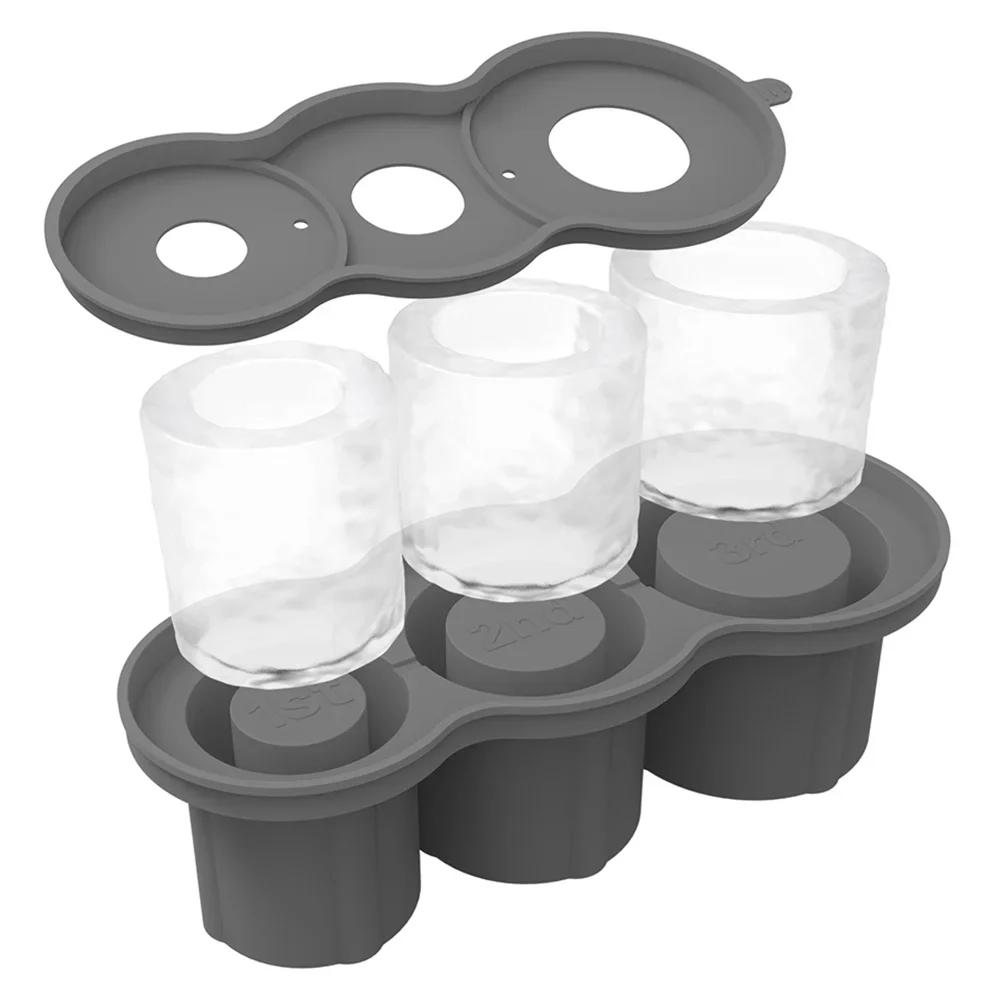 3 Hole Ice Cube Tray Ice Mold Food Grade for 20 30 40oz Stackable with Lid Easy Release Reusable Silicone Ice Tray Space Saving