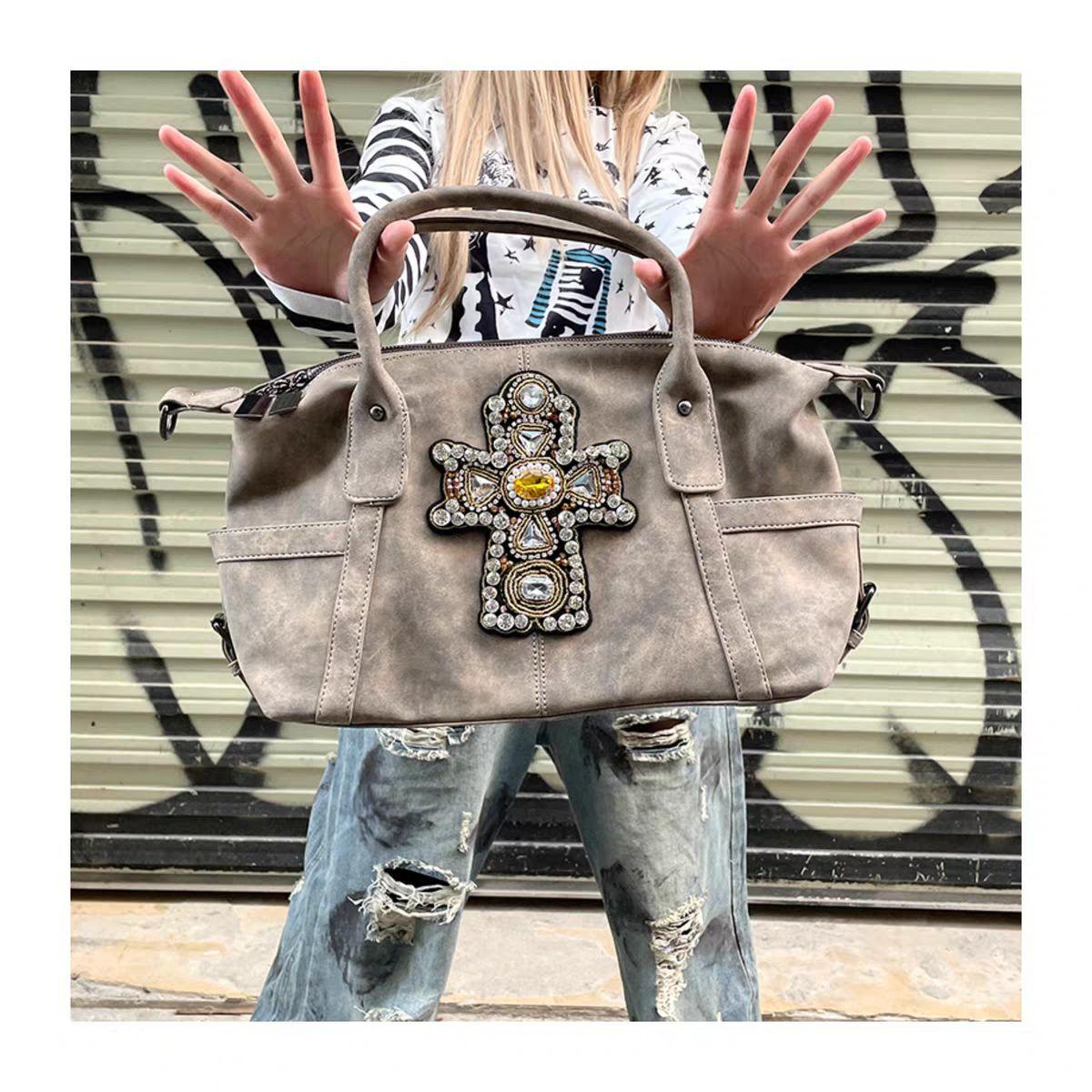 

JIAERDI Vintage Subculture Cross Tote Shoulder Bag Women Hot Girls Large Capacity Y2k Hand Bag Ladies Harajuku Autumn Wallet New 35x20x16cm