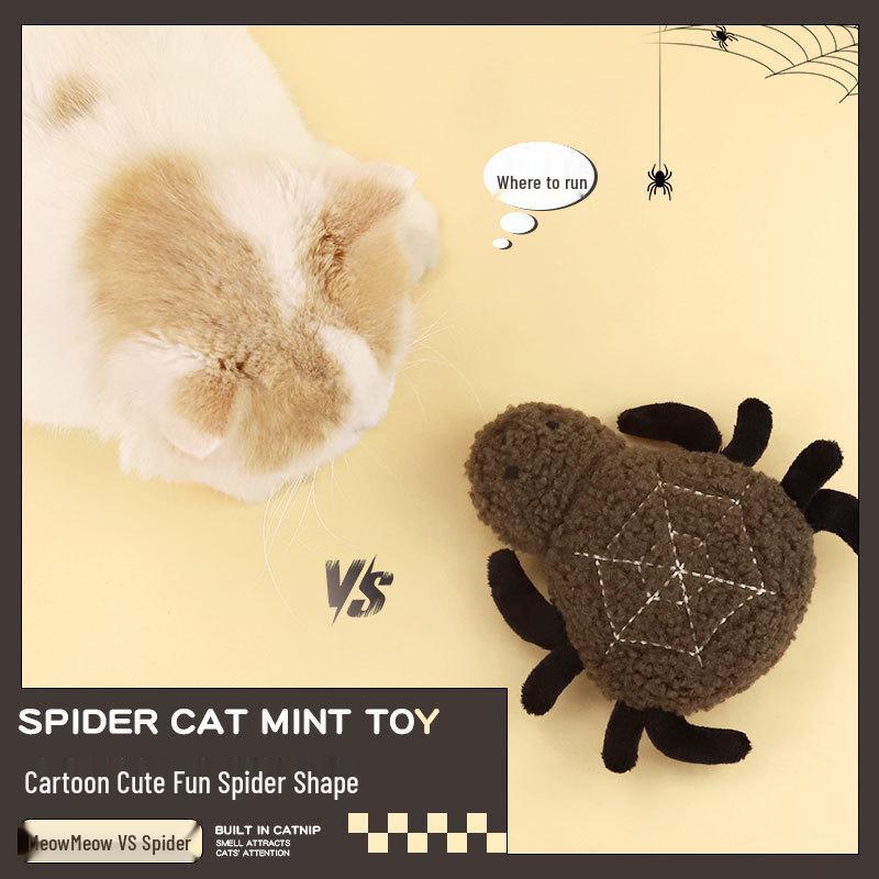 Halloween Catnip Spider Toy - Plush Tease Toy for Cats