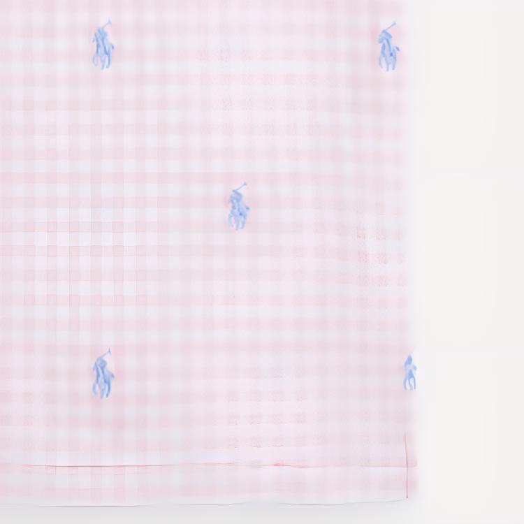 Polo Ralph Lauren SS24 Logo Embroidered Plaid Straight Cut Split Short Sleeve Dress Kids dresses Light-Pink CWPODRSG3D20826-650