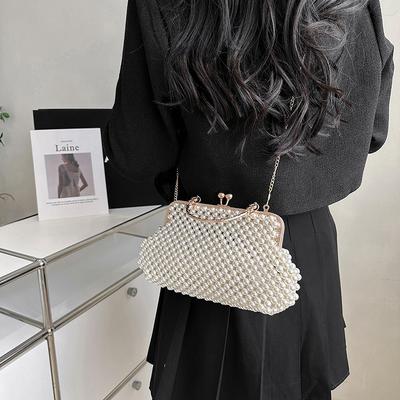 Women's Bag New Hand-woven Pearl Bag Still Chain Shoulder Bag Premium Texture Casual Handbag