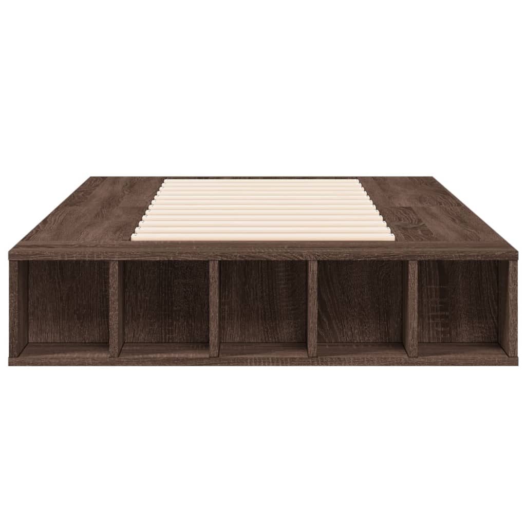 Bed Frame In Brown Oak Look 100x200 Cm Engineered Wood