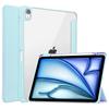 For iPad Air 11 (2025)/(2024) Clear Case PU Leather Auto Wake Sleep Protective Cover with Pen Slot
