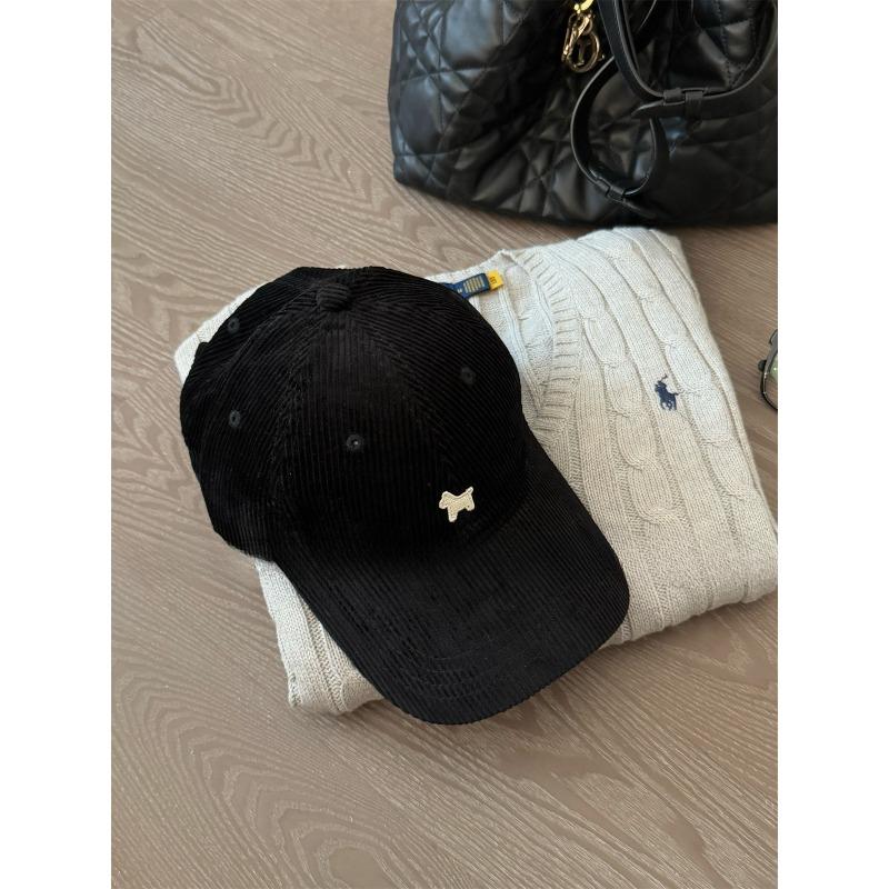Cute Little Horse Embroidered Corduroy Coffee Colored Baseball Cap for Women  Versatile and Face Enhancing Little Baseball Cap Couple