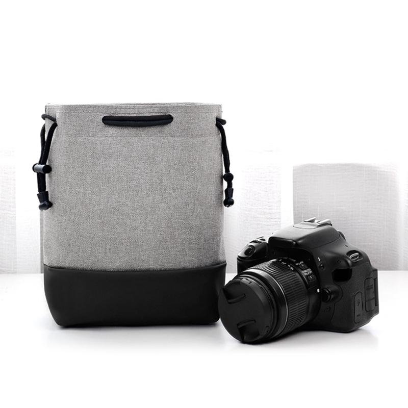 Waterproof Camera Lens Bag Padded Protective Case For Photography Accessories Storage With Oxford Leather Detail