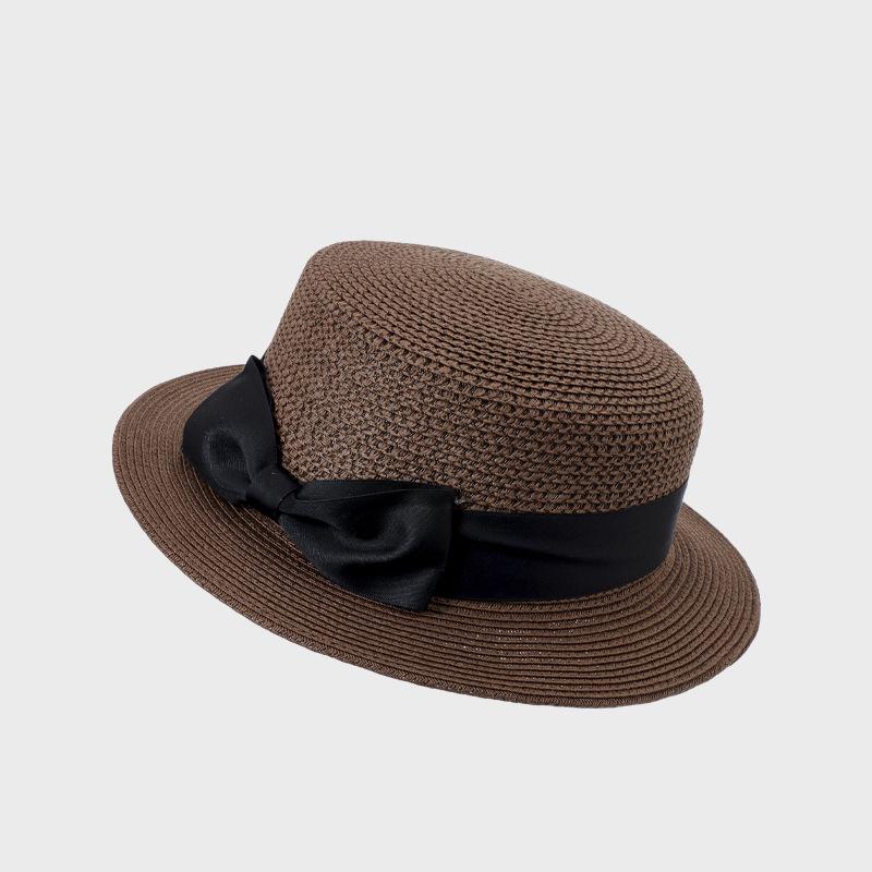 Flat Top Hat Women's Summer Straw Hat Seaside Beach Sunshade Hat