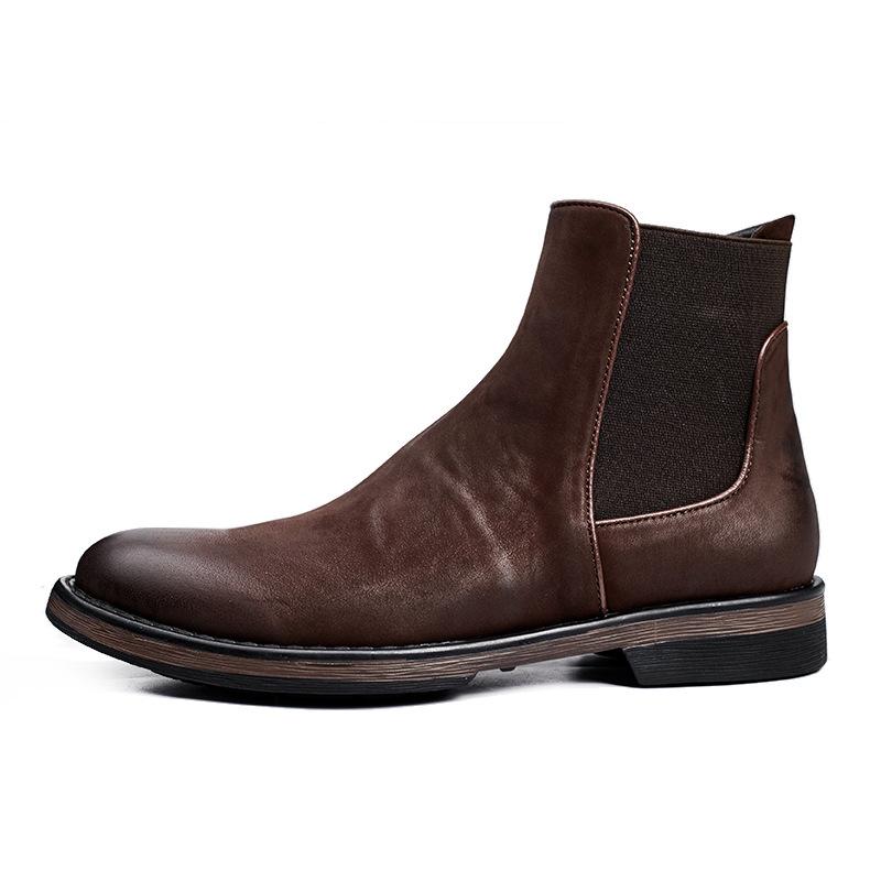 Botines Chelsea para hombre Zapatos de cuero de caña alta Botas para hombre Botas Zapatos de algodón de invierno Botas Martin británicas para hombre