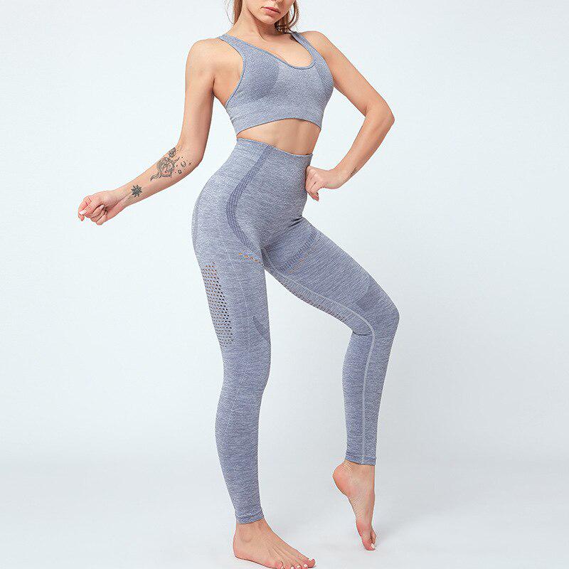 2-teiliges Set Damen Crop-BHs Stretch Slim Pants Set Sexy zweiteiliges Set Trainingsanzug Damen Yogahose