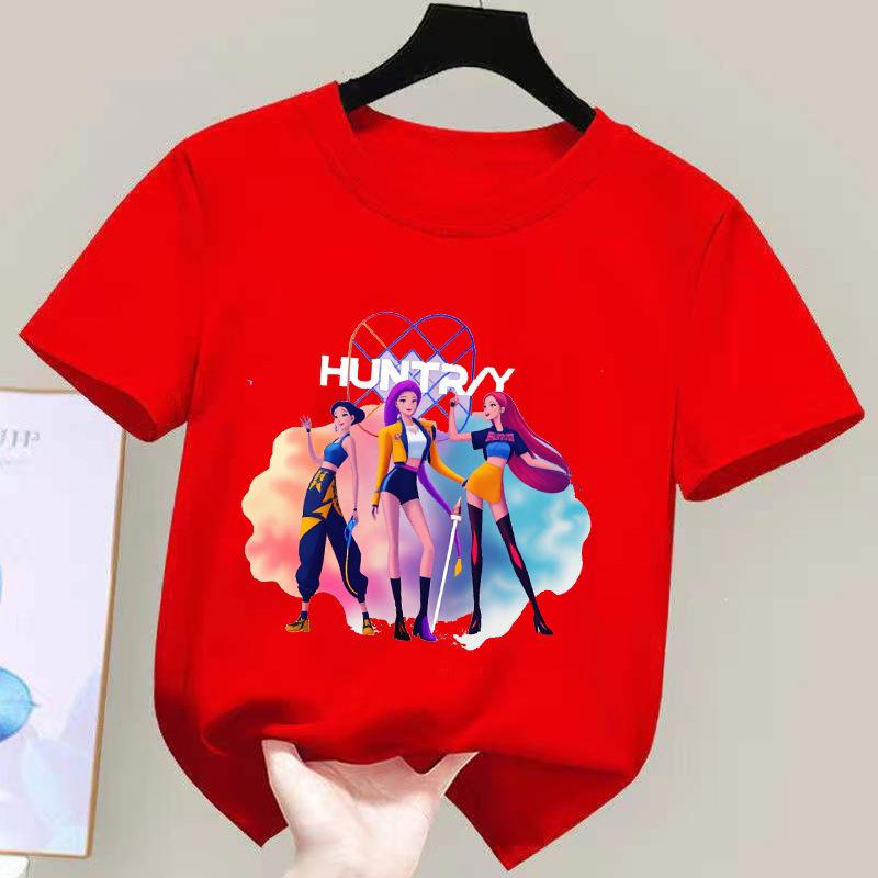 K-POP Demon Hunter Girl Group Unisex Cotton T-Shirt - Kids' Summer Short Sleeve Round Neck Top