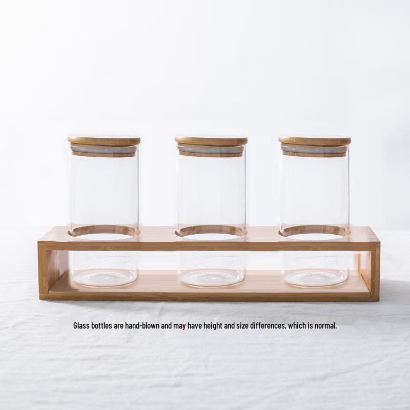 Qianxing Glass Food Storage Jars with Bamboo Rack
