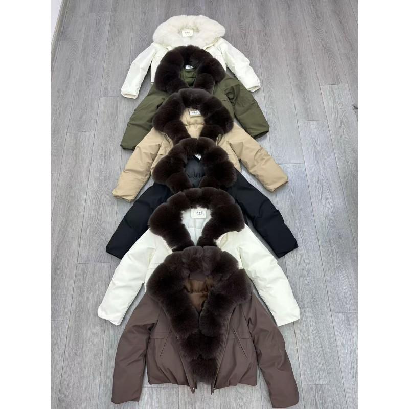 Womens Short Winter Parka With Detachable Faux Fur Collar Thick Warm Cotton Coat Loose Fit Cold Weather