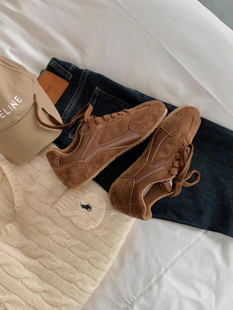 Lan Cabinet 2025 Autumn and Winter Fashionable Retro Contrasting Color Round Square Head Casual Style Forrest Gump Training Shoes Ins Women's New 