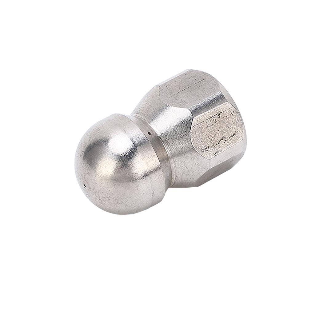 5000PSI High Pressure Washer Nozzle Pipe Dredging Cleaning Nozzle Stainless Steel Jetter Nozzle Ball Head Front 1 Rear 3 Holes G3/8in