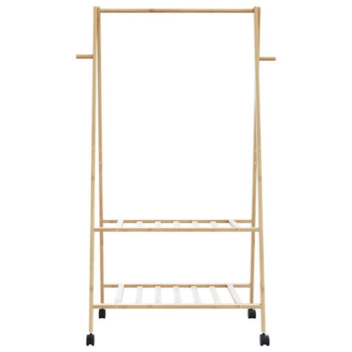VidaXL Clothes Rack and Shelves and Wheels 96x45.5x155.5cm Bamboo, Coat Rack, Coat Rack with Shelf, 4008907