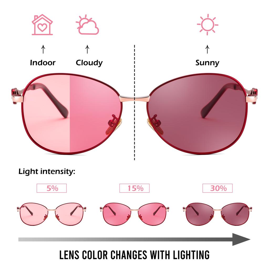 Feisedy Polarized Cool and Jeweled UV UV400 Smaller for Outdoor and Driving Women's Color-Changing Sunglasses, Elegant, Frame, Protection, Protection,