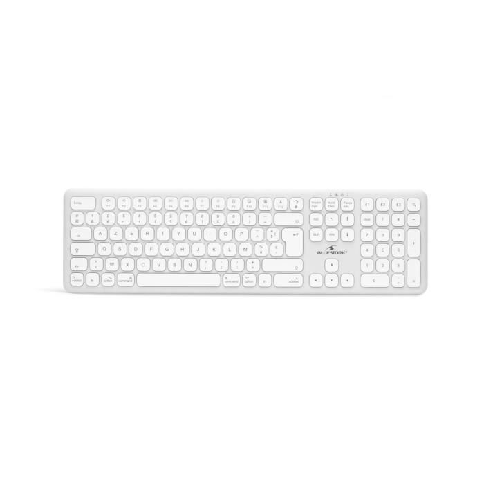 Clavier sans fil Bluetooth - BLUESTORK - MAC - Full size - Compatible Mac - Blanc